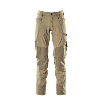 Mascot Advanced Stretch Trousers with Kneepad Pockets - Light Khaki   (42.5) (Leg Length - Short)