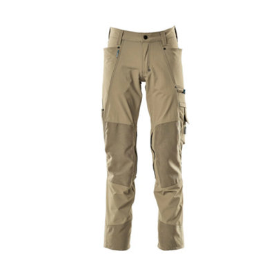 Mascot Advanced Stretch Trousers with Kneepad Pockets - Light Khaki   (44.5) (Leg Length - Long)