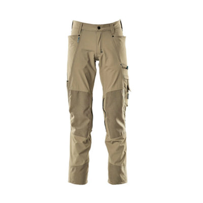 Mascot Advanced Stretch Trousers with Kneepad Pockets - Light Khaki   (44.5) (Leg Length - Regular)