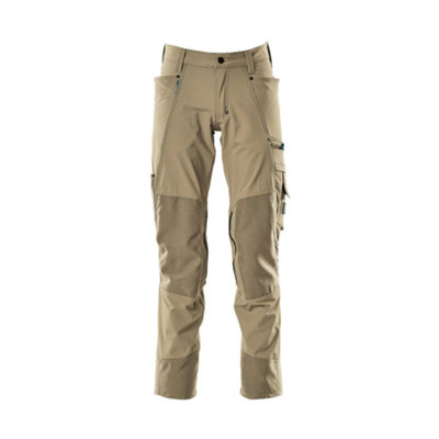 Mascot Advanced Stretch Trousers with Kneepad Pockets - Light Khaki   (46.5) (Leg Length - Long)