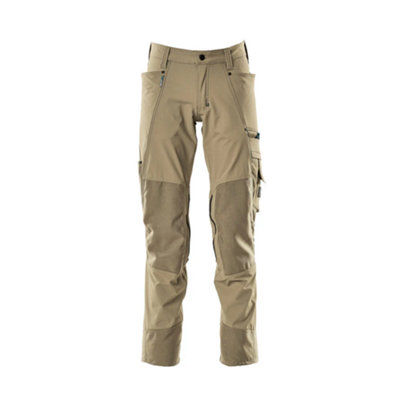 Mascot Advanced Stretch Trousers with Kneepad Pockets - Light Khaki   (48.5) (Leg Length - Regular)