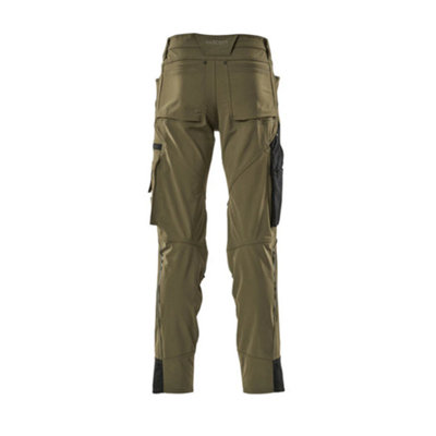 Mascot Advanced Stretch Trousers with Kneepad Pockets - Moss Green   (28) (Leg Length - Regular)