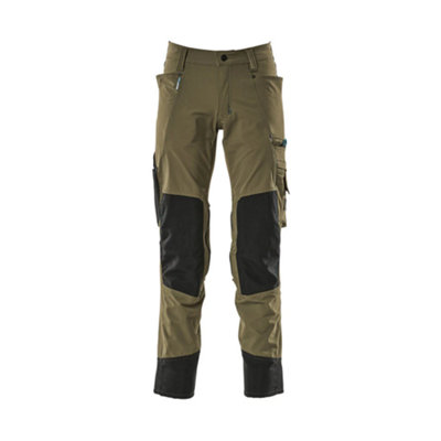 Mascot Advanced Stretch Trousers with Kneepad Pockets - Moss Green   (28) (Leg Length - Short)