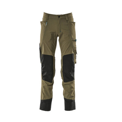 Mascot Advanced Stretch Trousers with Kneepad Pockets - Moss Green   (31.5) (Leg Length - Long)