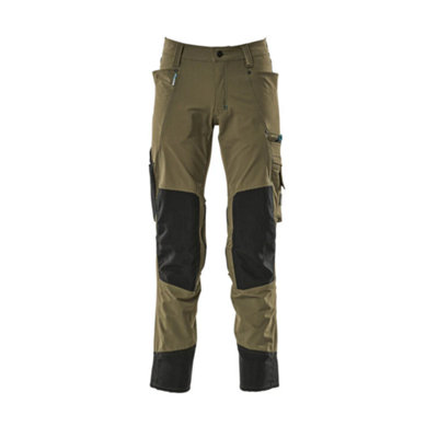 Mascot Advanced Stretch Trousers with Kneepad Pockets - Moss Green   (40.5) (Leg Length - Long)