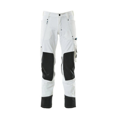 Mascot Advanced Stretch Trousers with Kneepad Pockets - White   (42.5) (Leg Length - Short)