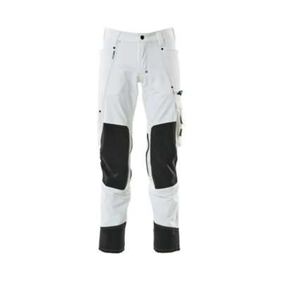 Mascot Advanced Stretch Trousers with Kneepad Pockets - White   (48.5) (Leg Length - Regular)