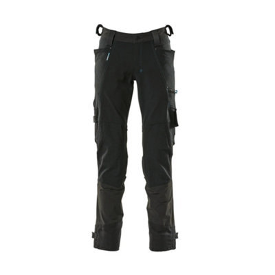 Mascot Advanced Trousers with Dyneema Kneepad Pockets - Black   (28) (Leg Length - Regular)