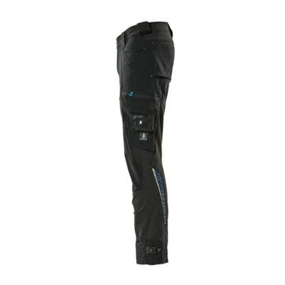 Mascot Advanced Trousers with Dyneema Kneepad Pockets - Black   (28) (Leg Length - Regular)