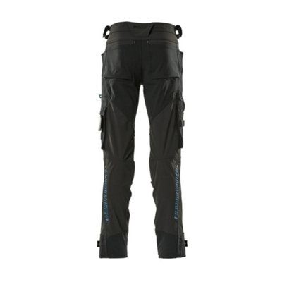 Mascot Advanced Trousers with Dyneema Kneepad Pockets - Black   (28) (Leg Length - Regular)