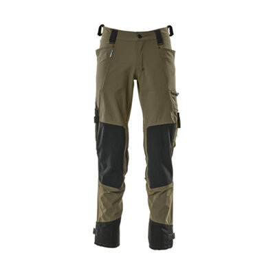 Mascot Advanced Trousers with Dyneema Kneepad Pockets - Moss Green   (28) (Leg Length - Short)