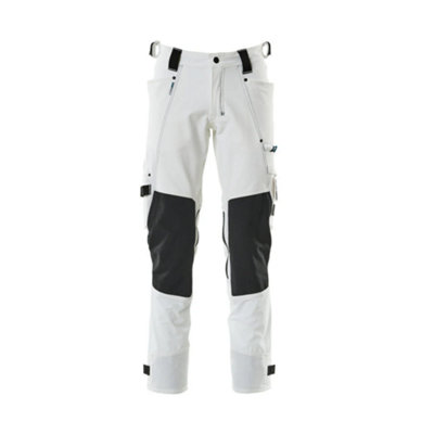 Mascot Advanced Trousers with Dyneema Kneepad Pockets - White  (28) (Leg Length - Short)