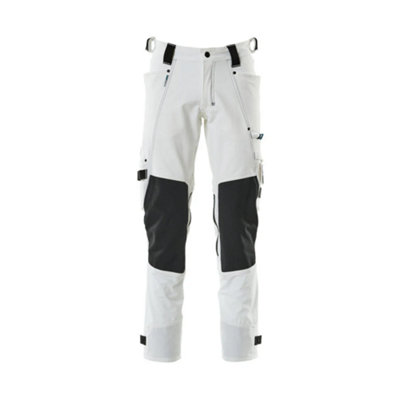 Mascot Advanced Trousers with Dyneema Kneepad Pockets - White  (38.5) (Leg Length - Short)