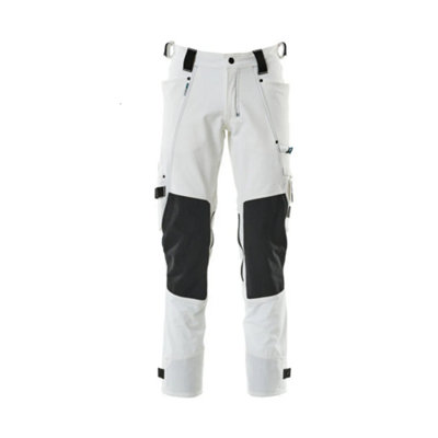 Mascot Advanced Trousers with Dyneema Kneepad Pockets - White   (40.5) (Leg Length - Long)