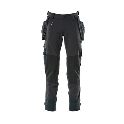 Mascot Advanced Trousers with Holster Pockets and Stretch - Dark Navy Blue   (28) (Leg Length - Regular)