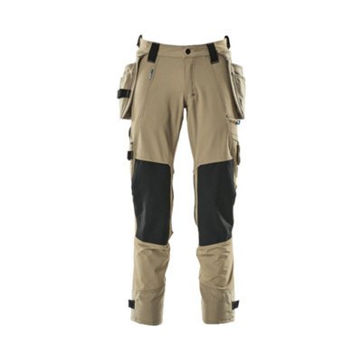 Mascot Advanced Trousers with Holster Pockets and Stretch - Light Khaki   (28) (Leg Length - Regular)