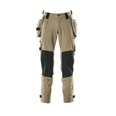 Mascot Advanced Trousers with Holster Pockets and Stretch - Light Khaki   (31.5) (Leg Length - Short)