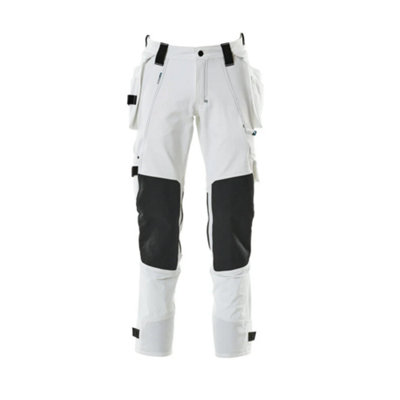 Mascot Advanced Trousers with Holster Pockets and Stretch - White   (33.5) (Leg Length - Regular)