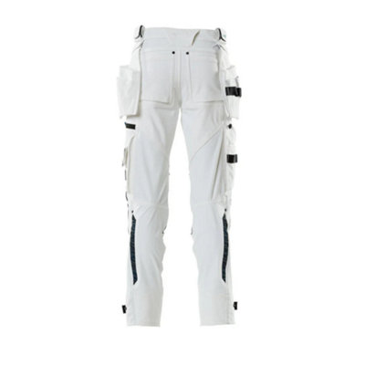 Mascot Advanced Trousers with Holster Pockets and Stretch - White   (33.5) (Leg Length - Regular)