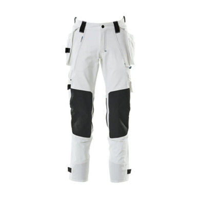 Mascot Advanced Trousers with Holster Pockets and Stretch - White   (40.5) (Leg Length - Long)