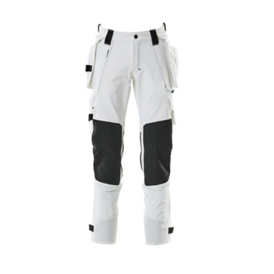 Mascot Advanced Trousers with Holster Pockets and Stretch - White   (50.5) (Leg Length - Regular)