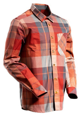 Mascot Customized Checked Flannel Shirt (Autumn Red Checked)  (Medium)