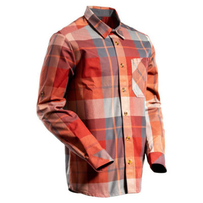 Mascot Customized Checked Flannel Shirt (Autumn Red Checked) (X Large)