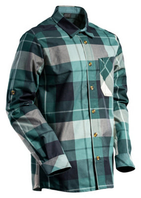 Mascot Customized Checked Flannel Shirt (Forest Green Checked)  (Medium)