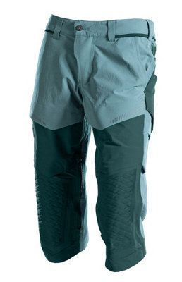 Mascot Customized Craftsmen's 3/4 Trousers with Kneepad Pockets - Light Forest Green/Forest Green  (31.5) (Leg Length - Regular)