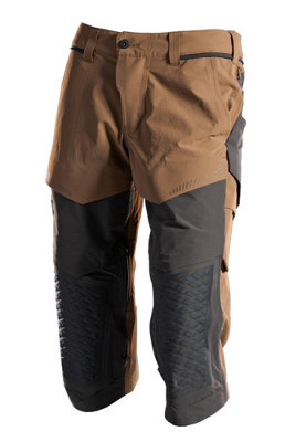 Mascot Customized Craftsmen's 3/4 Trousers with Kneepad Pockets - Nut Brown/Black (44.5) (Leg Length - Regular)