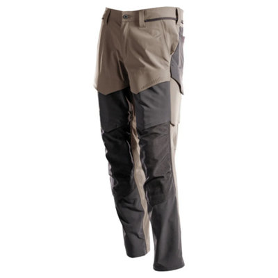 Mascot Customized Stretch Trousers with Kneepad Pockets - Dark Sand/Stone Grey  (44.5) (Leg Length - Regular)