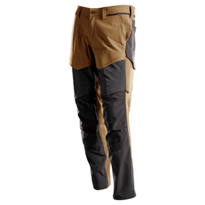 Mascot Customized Stretch Trousers with Kneepad Pockets - Nut Brown/Black (40.5) (Leg Length - Short)