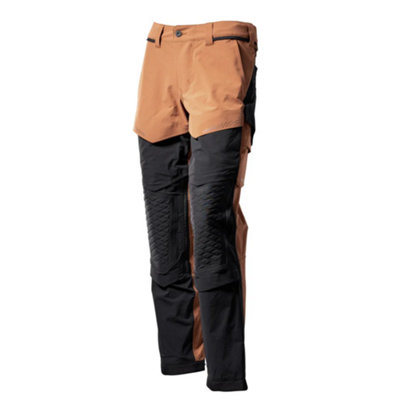 Mascot Customized Stretch Trousers with Kneepad Pockets - Nut Brown/Black  (44.5) (Leg Length - Regular)
