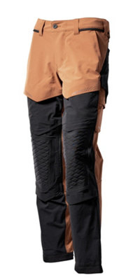 Mascot Customized Stretch Trousers with Kneepad Pockets - Nut Brown/Black  (44.5) (Leg Length - Regular)