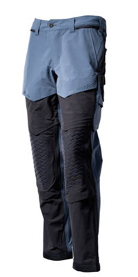 Mascot Customized Stretch Trousers with Kneepad Pockets - Stone Blue/Dark Navy  (28) (Leg Length - Regular)