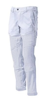 Mascot Customized Stretch Trousers with Kneepad Pockets - White   (28) (Leg Length - Regular)