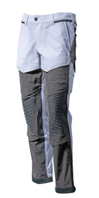 Mascot Customized Stretch Trousers with Kneepad Pockets (White/Stone Grey)  (36.5) (Leg Length - Regular)
