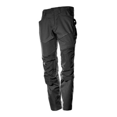 Mascot Customized Trousers with Kneepad Pockets - Black   (28) (Leg Length - Regular)