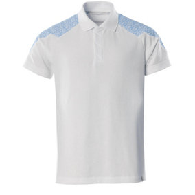 Mascot Food & Care Polo Shirt (White/Azure Blue)  (Large)