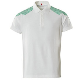 Mascot Food & Care Polo Shirt (White/Grass Green)  (Medium)