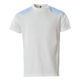 Mascot Food & Care T-shirt (White/Azure Blue)  (Medium)