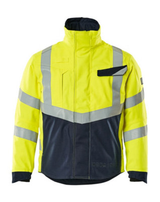 Mascot Multisafe Pilot Jacket with Quilted Lining (Hi-Vis Yellow/Dark Navy)  (XXXX Large)