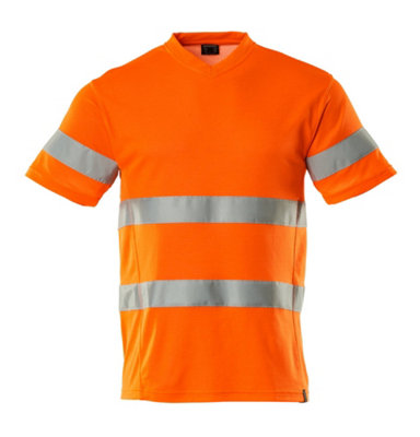 Mascot Safe Classic Modern Fit V-Neck T-Shirt (Hi-Vis Orange)  (X Large)