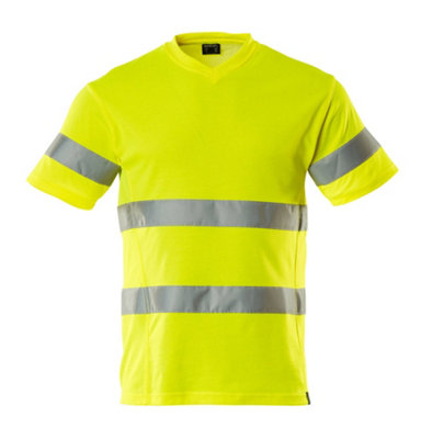 Mascot Safe Classic Modern Fit V-Neck T-Shirt (Hi-Vis Yellow)  (Small)
