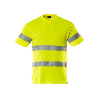 Mascot Safe Classic Modern Fit V-Neck T-Shirt (Hi-Vis Yellow)  (Small)