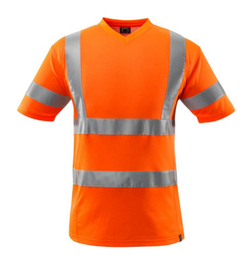 Mascot Safe Classic V-neck T-shirt (Hi-Vis Orange)  (Large)