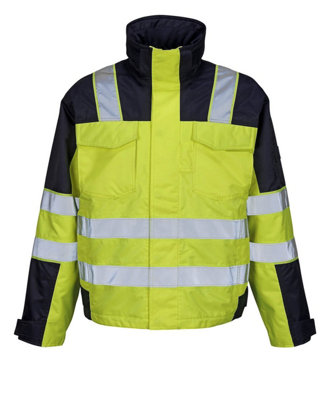 Mascot Safe Image Genova Winter Jacket Hi Vis Yellow Navy Blue Small DIY at B Q