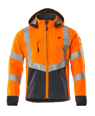 Mascot Safe Supreme Blackpool Softshell Jacket (Hi-Vis Orange/Dark Navy Blue)  (Large)