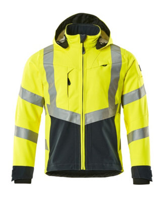 Mascot Safe Supreme Blackpool Softshell Jacket (Hi-Vis Yellow/Dark Navy Blue)  (XXXX Large)