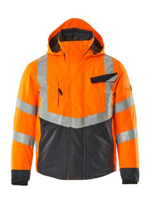 Mascot Safe Supreme Hastings Winter Jacket (Hi-Vis Orange/Dark Navy Blue)  (Small)